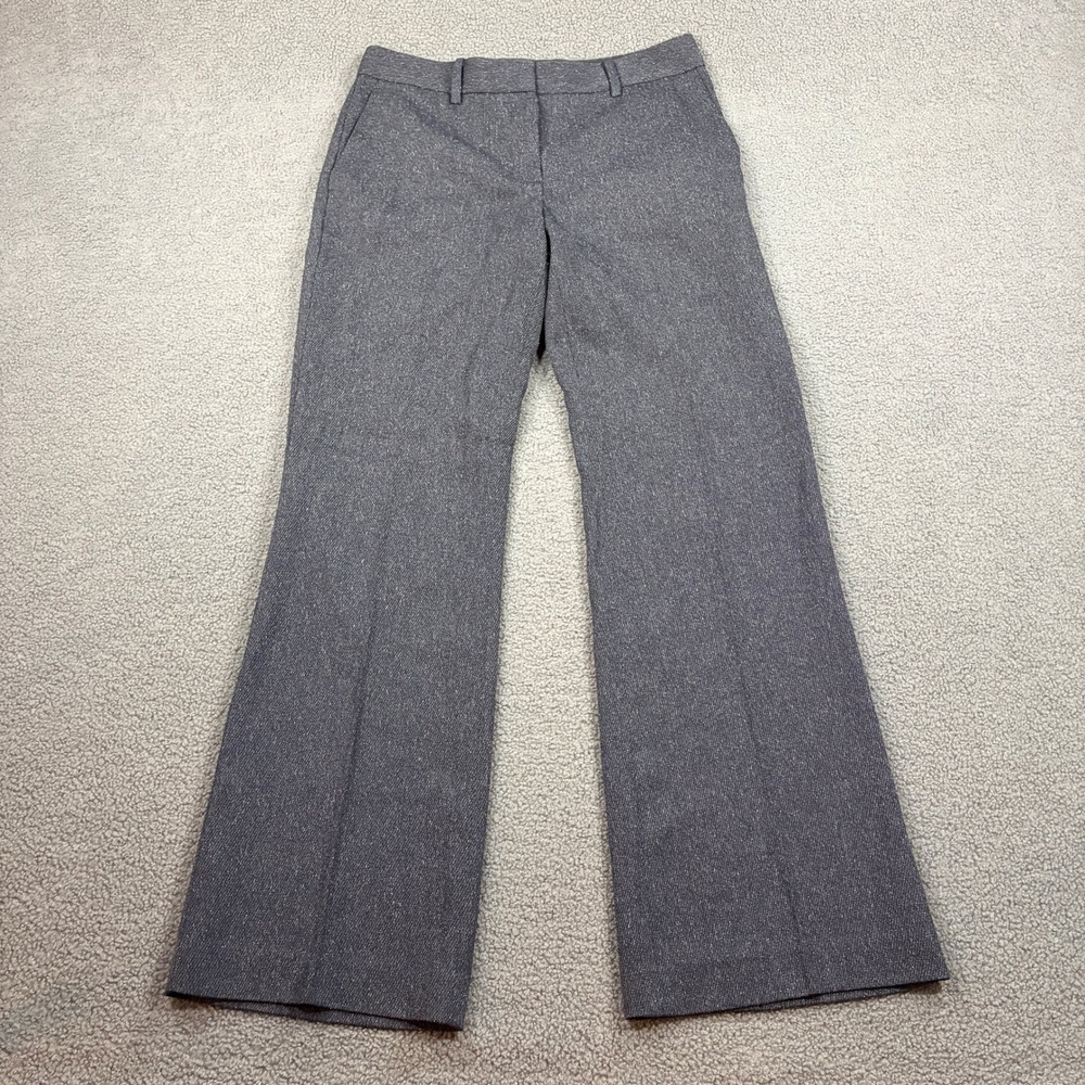 Ann Taylor Dress Pants Womens 6 Gray Curvy Fit Trouser Flare Leg 477983 Textured